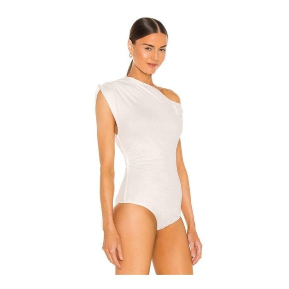 2FOR$30 - NWT H:OURS Off Shoulder Shirred Bodysuit in Ivory - Picture 4 of 7